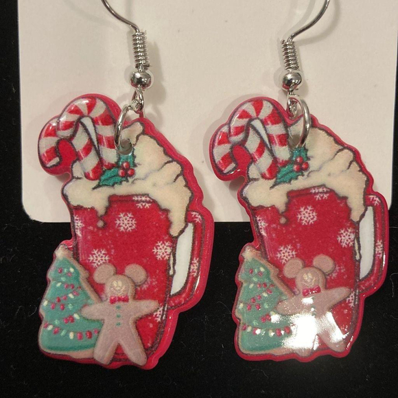 Christmas hot cocoa earrings - Picture 2 of 2
